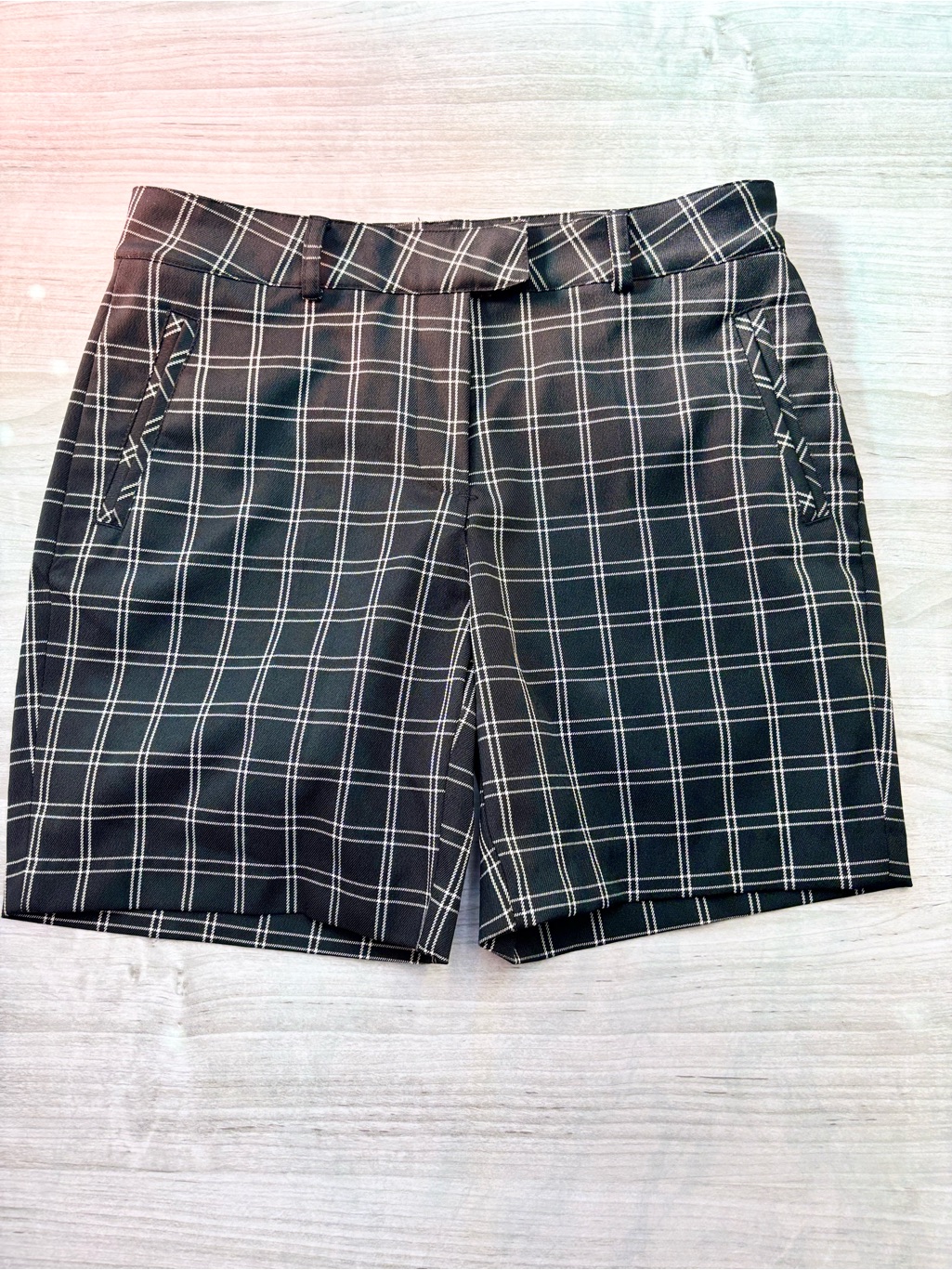 Lady Hagen Black Windowpane Plaid Golf Preppy Athletic Shorts Size 2